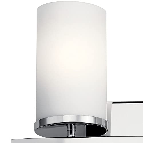 Kichler Crosby 2-Light Bathroom Vanity Light, Chrome - color: Chrome, size: 2 Light, style: Satin Etched Cased Opal Glass