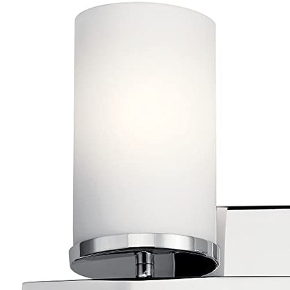 Kichler Crosby 2-Light Bathroom Vanity Light, Chrome - color: Chrome, size: 2 Light, style: Satin Etched Cased Opal Glass