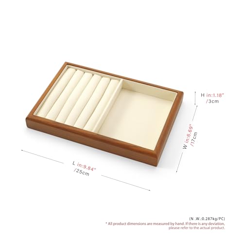 Oirlv Wood Ring Display Tray - color: Cream, size: 5 slot