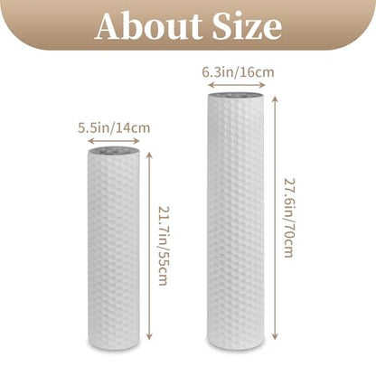 Sziqiqi White Tall Vases for Floor, Metal Cylinder Flower Holder, 2Pcs - color: White
