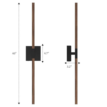 Rayogale Black Walnut Rechargeable Wall Sconce with Remote Control 40 Inch - color: Black & Walnut, size: 40 Inch(2 Pack)