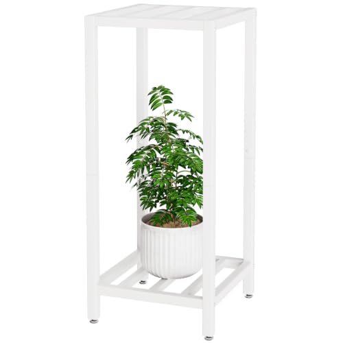 IBUYKE 30 Inch Tall Plant Stand Indoor, 2 Tier Flower Stand, White TMJ070W - color: White-Square