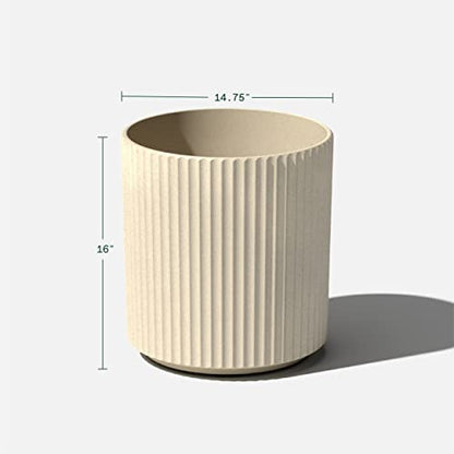 Veradek Demi Series Planter - Large Round Outdoor Planter - color: Sand, size: 16 inch - 2 Pack
