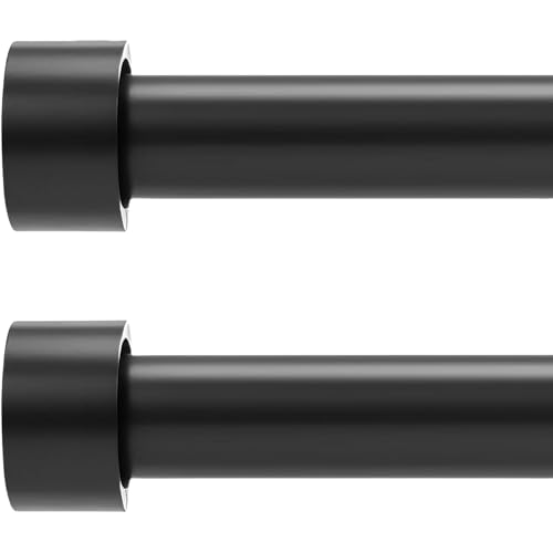 Curtain Rods for Windows, 1 Inch Black Curtain Rod Set, Heavy Duty Drapery Rods with Adjustable Curtain Rods, Outdoor Modern Curtain Rod with Simple End Caps (Black, 30"-144" 2 Pack) - size: 30"-144" 2 Pack