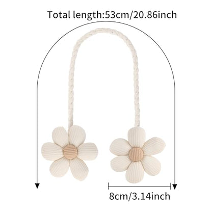 Meplait 2 Pack Flower Curtain Tiebacks, Boho Tie Backs for Curtains, Beige - color: B Flower-beige