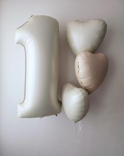 Cream White Beige Heart Balloons,12Pcs 18Inch Heart Shaped Balloons - color: Caramel Cream