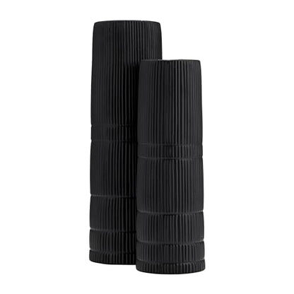Sagebrook Home 세라믹 45.7cm(18인치) 높이 안감 실린더 꽃병, 매트 블랙, 실린더, 세라믹, 컨템포러리, 길이 15.2cm(6인치) x 너비 15.2cm(6인치) x 높이 45.7cm(18인치), 라인 - color: 블랙., size: 18.0" H