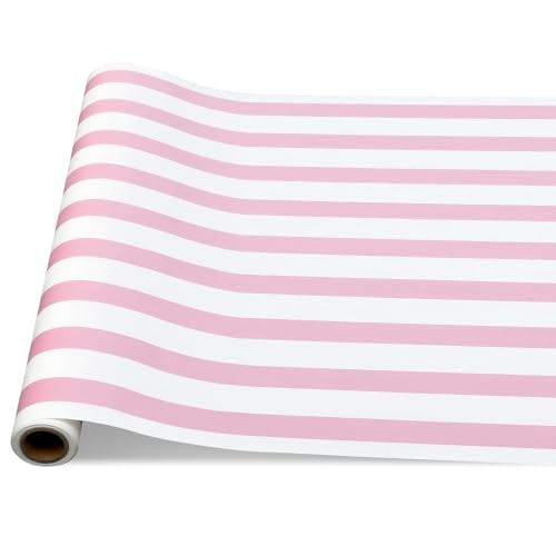 AmazingSpark Striped Table Runner Roll,Pink,25' Long X 16" Wide - color: Pink, size: 25' Long X 16" Wide