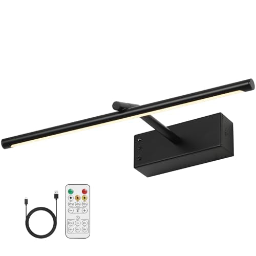 16in Wireless Picture Light, Battery Operated LED Wall Sconce - color: Black
