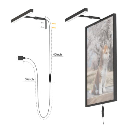 12" LED Picture Light Plug in, 4W Black Art Light - color: Black, size: 12 inch