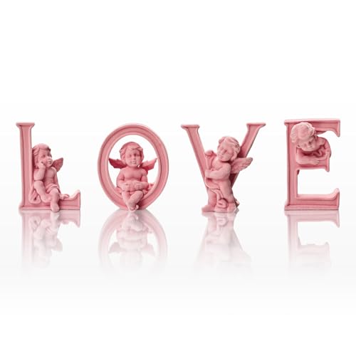 4 Sets Cupid Statue with Soft Velvet Finish Wedding Gift, Pink - color: Cupid-pink