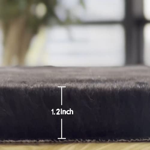 ORINOVA Black Fluffy Rug for Bedroom Shag Rug Washable Carpet Faux Rabbit Fur Rugs for Living Room Hallway Teen Room Décor Nursery Rugs Runner 2x6 - color: Black, size: 2' x 6' (Rectangular)