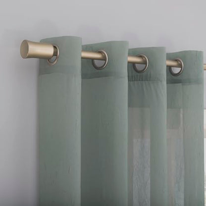 No. 918 Erica Crushed Sheer Voile Grommet Curtain Panel - color: Mineral Blue, size: 51"W x 63"L (Pack of 1)