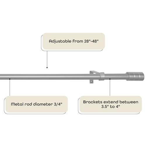 Buono II Cole Silver Rod & Finial, 28-48 in, for Windows, Finials - size: 28-48, style: Cole Silver