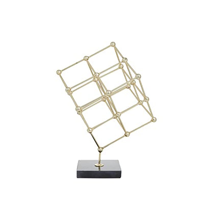 Deco 79 Marble Geometric Sculpture with Black Base, 9" x 9" x 12", Gold - color: Gold
