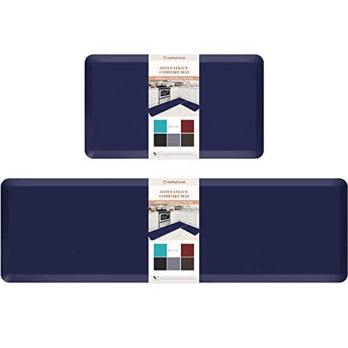 HappyTrends Kitchen Mat,17.3"x28"+17.3"x60" Navy, Cushioned Comfort - color: Navy, size: 17.3"x28"+17.3"x60"