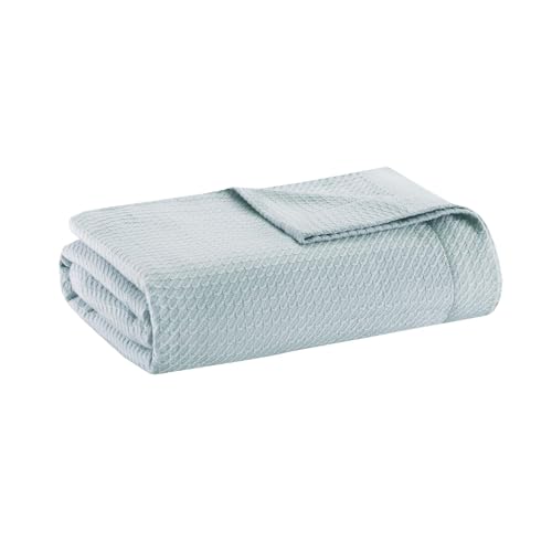Madison Park 100% Egyptian Cotton Summer Blanket Full Queen Size Light Blue - color: Light Blue, size: Full/Queen