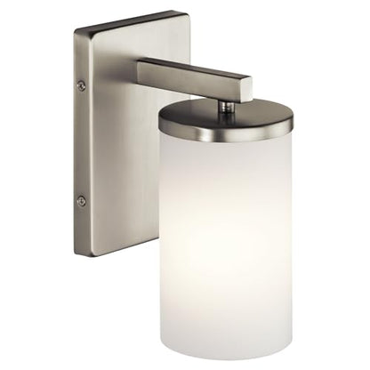 Kichler Crosby 9.25" 1-Light Wall Sconce Light, Brushed Nickel - color: Brushed Nickel, size: 1 Light, style: Satin Etched Cased Opal Glass