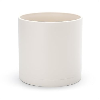 D'vine Dev Plastic Planter Pot with Saucer, 10 in, Oatmeal, 74-X-H-2 - color: Oatmeal, size: 10"