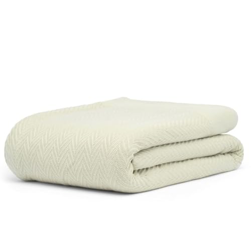 100% Cotton Herringbone Weave Blankets, 108" X 90" King, Throw Blanket for Bed, All Season Cotton Blanket, Cozy Blanket,Throws & Bed Blanket, Throw Blanket for Couch, Modern Home Decor -Sage - color: Herringbone -Sage, size: King (U.S. Standard)