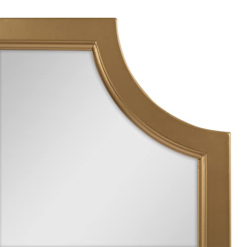 Kate and Laurel Hogan Wood Framed Wall Accent Mirror with Scalloped Corners, 24x36 Inches, Gold