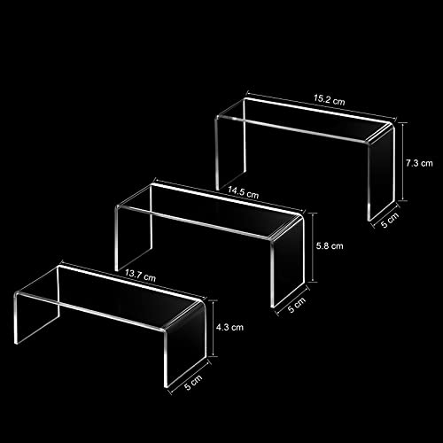 CECOLIC Acrylic Display Stand Riser Clear Small Acrylic Decorator Stand Shelf for Figures Pops, Jewelry, Cupcake, Dessert - 2 Sets - size: 5x5x6''