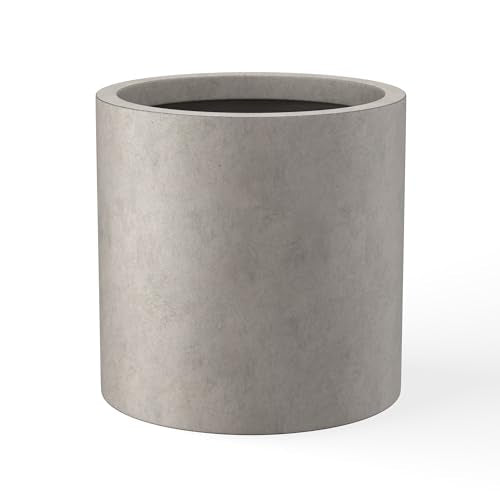 Kante 9.8" Tall Cylinder Concrete Planter, Weathered Small Round Flower Pot - color: Weathered Concrete, size: 9.8" Dia