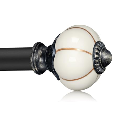 Ceramic Curtain Rods for Windows 66 to 120 Inch 1 Inch Adjustable - color: Black Beige, size: 66"-120"