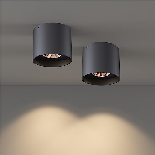 Ceiling Light Fixture, Flush Mount Ceiling Lights LED Dimmable Cylinder Ceiling Light Spot Light for Living Room Hallway Kitchen Dining Room Foyer 3000K 14.5W (Black) 2-Pack - color: Black 2pack