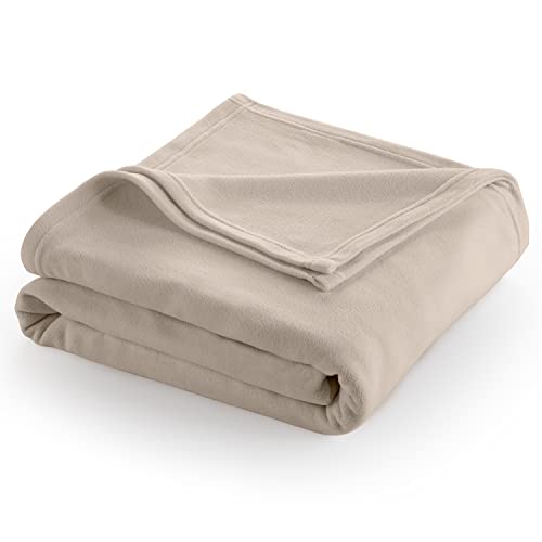 Twin Size Fleece Bed Blanket | Comfy Supersoft Fleece Blanket – All-Season Light Weight Throw Blanket | Luxuriously Soft | Throw Blanket for Couch and Sofa | Machine Wash | Beige - color: Beige, size: Twin