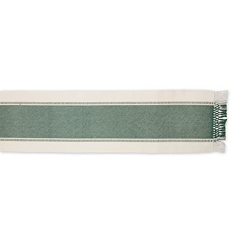 DII Dobby Stripe Table Runner, 13x72 Dark Green & Cream Background - color: Dark Green, size: 13x72"