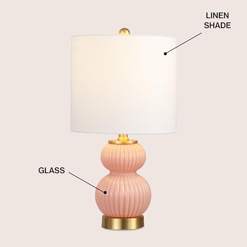 JONATHAN Y Daphne Ribbed Gourd Metal/Glass Table Lamp 20", Pink - color: Pink
