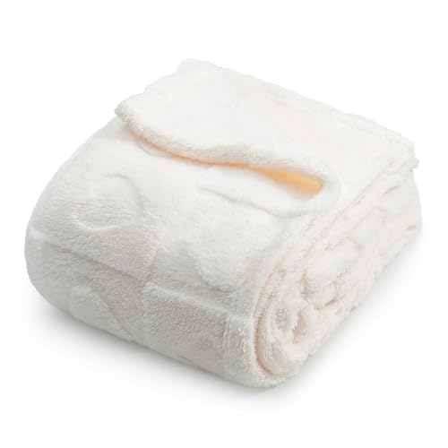 Americanflat 30x40 Jacquard Kids Throw Blanket - Soft and Breathable Mini Fleece Throw Blanket for Couch, Bed, Chair - Fleece Blankets Perfect for Home, Bedroom, or Outdoor - Heart Design in Cream - color: Cream, size: 30x40, style: Heart
