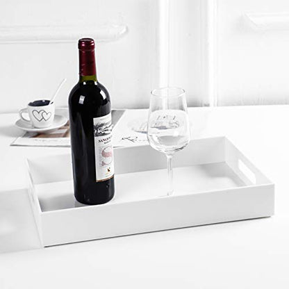 Sooyee Acrylic Serving Tray with Handles, 16" x 12", White - color: White