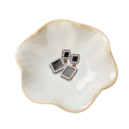 Ceramic Jewelry Dish Tray, Ring Dish Holder,Trinket Tray,Small Key Bowl - color: White, size: 4.3 inches