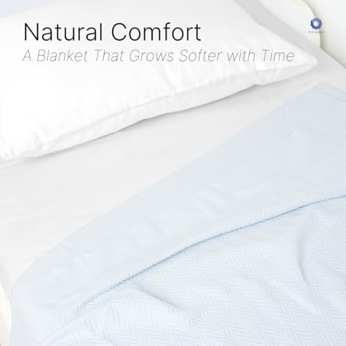 100% Cotton Herringbone Weave Blankets, 108"X90" King,Throw Blanket for Bed,All Season Cotton Blanket, Cozy Blanket,Throws Bed Blanket, Throw Blanket for Couch,Modern Home Decor -Light Blue - color: Herringbone - Light Blue, size: King (U.S. Standard)