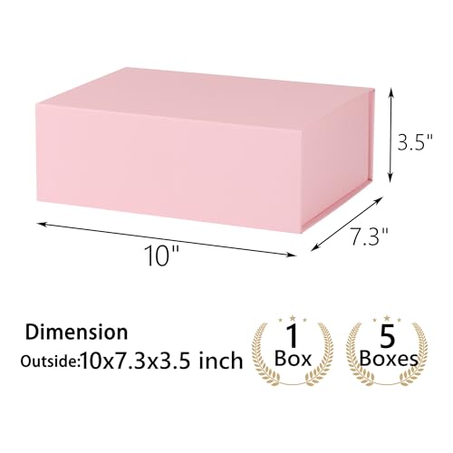 Pink Gift Box,10x7.3x3.5 Gift Boxes With Lids For Presents Includes Ribbon And Diy Printable Sticker Paper,Bridesmaid Proposal Box,Magnetic Gift Box For Birthday,Wedding,Graduation - color: 10x7.3x3.5inch-Pink-Pack 1