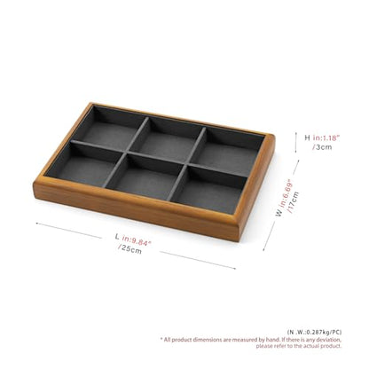 Oirlv Wood Jewelry Tray 6-Compartment Dark Grey - color: Grey, size: 6 grid