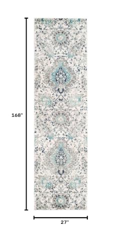 SAFAVIEH Madison Collection Runner Rug - 2'3" x 14', Cream & Light Grey, Boho Chic Glam Paisley Design, Non-Shedding & Easy Care, Ideal for High Traffic Areas in Living Room, Bedroom (MAD600C) - color: Cream/Light Grey, size: 2'3" x 14' (Runner)