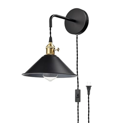 Hanging Height Adjustable Wall Sconce, Black 2-Pack - color: Plug in Black*2Pcs