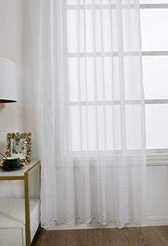 1 Panel Tab Top Voile Sheer Curtain White 102(H) X55(W) in - color: White, size: 55"W x 102"L (Pack of 1)