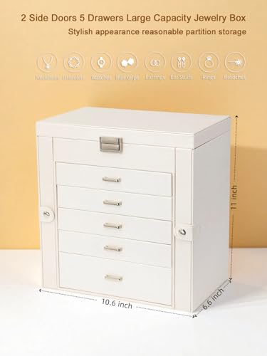 BOOVO Large Jewelry Box for Women 6 Layer - color: Pearl White, size: 6 Layer