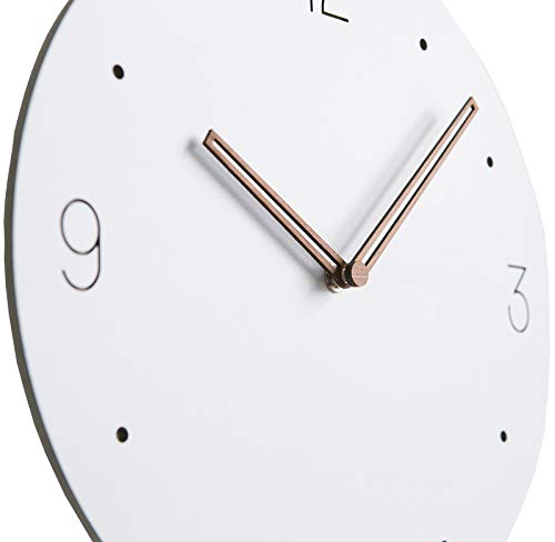 Stephanie Imports Modern Minimalist Wood on White Silent Wall Clock - color: Wood on White
