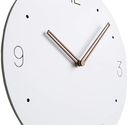Stephanie Imports Modern Minimalist Wood on White Silent Wall Clock - color: Wood on White