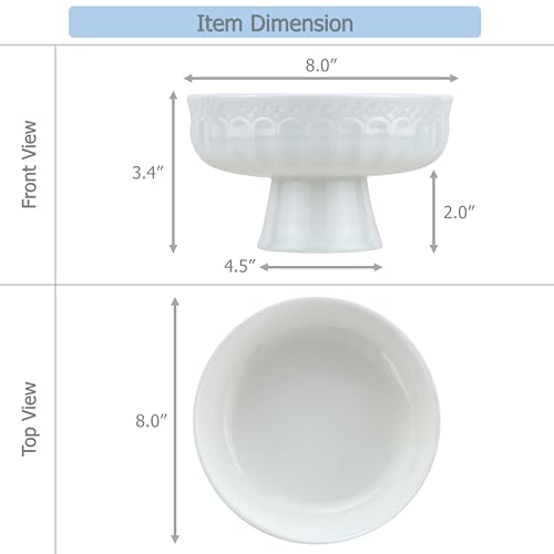 EIKS Ceramic Footed Bowl Display Stand Plate, (Dia. 8-inch) - size: Dia. 8-inch