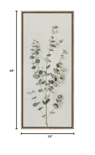 Kate and Laurel Sylvie Eucalyptus Botanical I Framed Canvas Wall Art by The Creative Bunch Studio; 18x40 Panel Gold; Decorative Plant Art - color: Gold