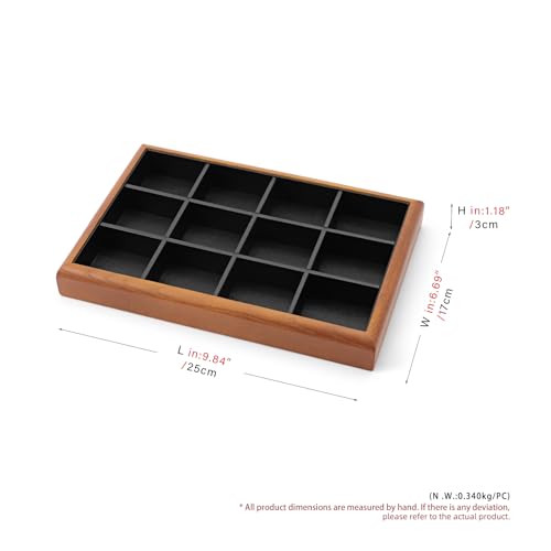 Oirlv Black Wood Jewelry Tray 12-Compartment - color: Black, size: 12 grid