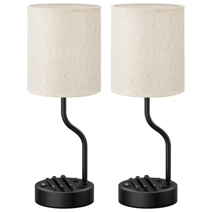 Fenmzee 18" Bedside Lamps for Bedroom Set of 2 - Table Lamp for Nightstand - color: Cream & Black