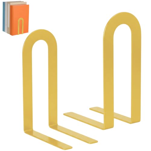 Chunful Metal Bookends, 2 Pcs, Gold, Round - color: Gold, size: Round