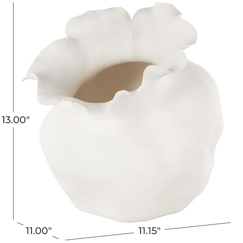 Deco 79 Ceramic Abstract Decorative Vase Floral Inspired Centerpiece Vase, Flower Vase for Home Decoration 11" x 11" x 13", White - color: White, size: 11" x 11" x 13"